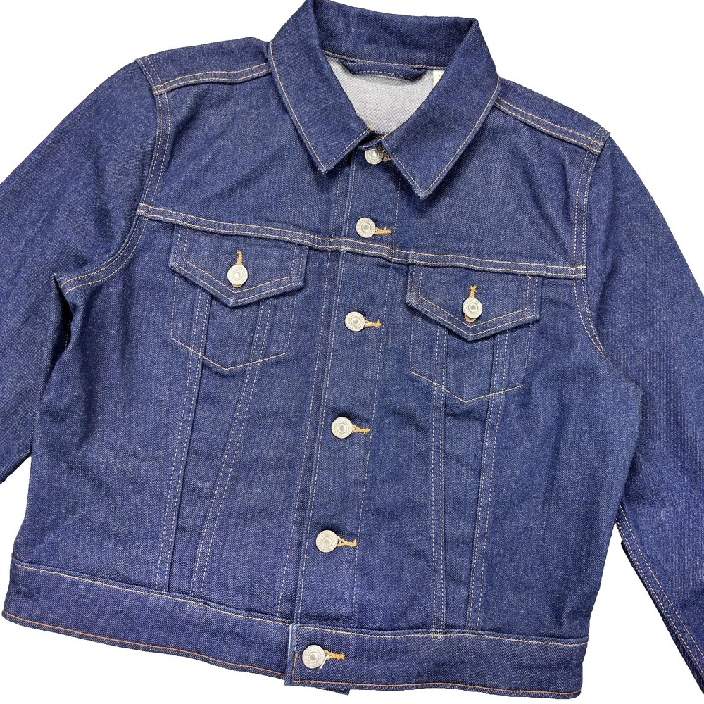 Levi's Premium Jacket Womens Large Blue‎ Denim Trucker Cropped Dark Wash Classic